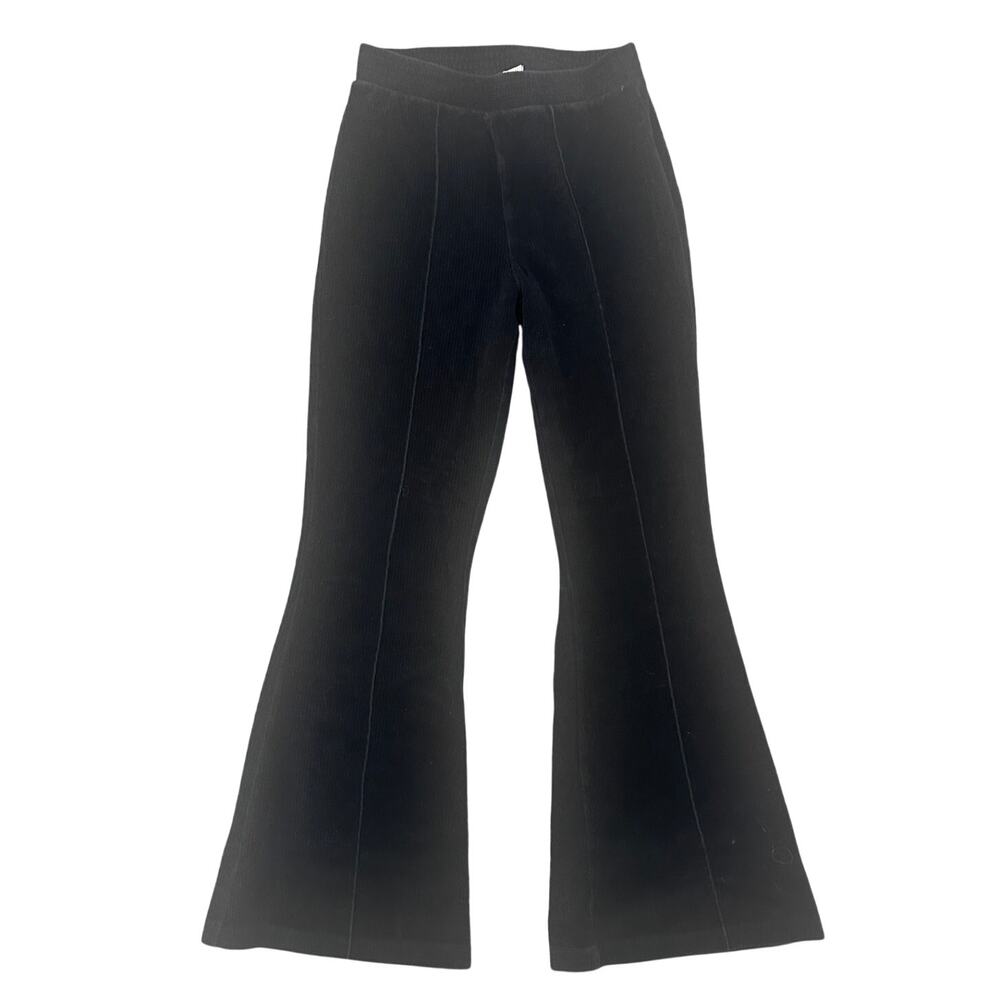 Aerie Womens Size Small Groove On Velour Velvet High Waist Flare Pants Black EUC
